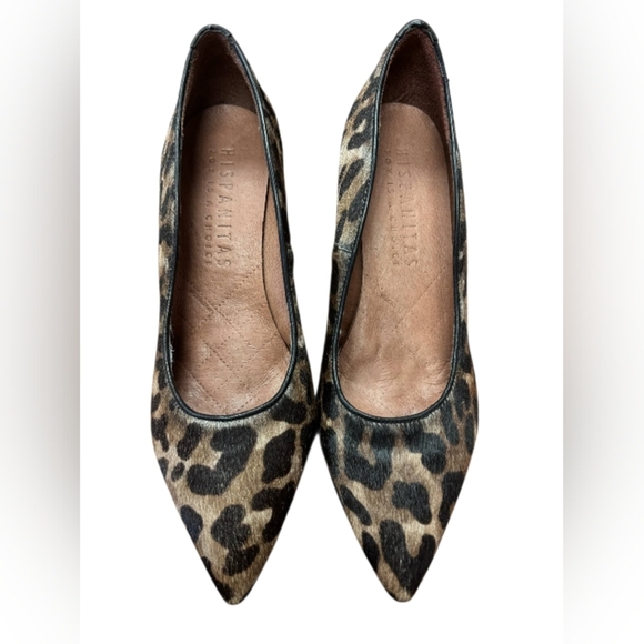 Hispanitas European Pony Hair Leopard Print Leather Heel Size 40/9.5 EUC - Picture 5 of 7